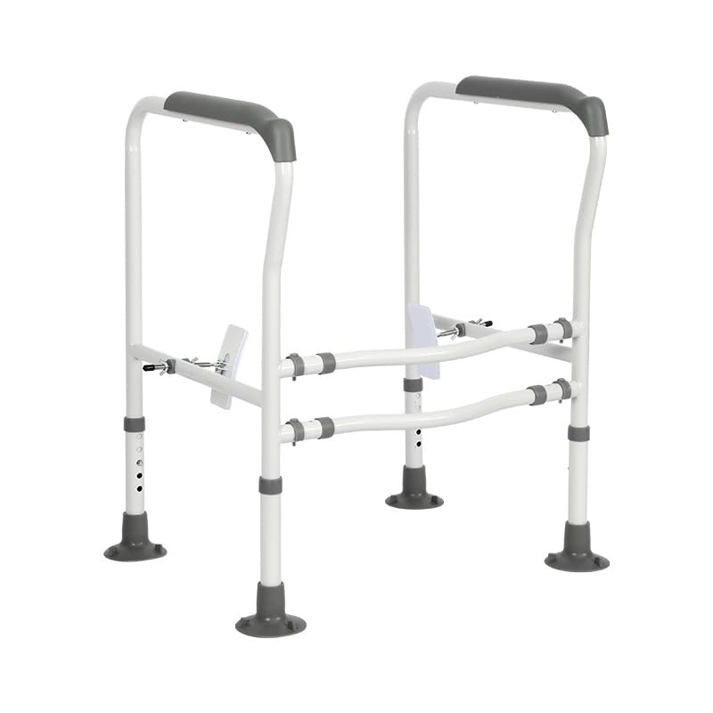 HANNEA Toilet Safety Rail Robust Carboon Steel Bathroom Safety Rail No Drill Suction Cup Toilet Safety Frame for Elderly Adjustable Height & Width Design Bathroom Safety Support for Elderly HANNEA Toilet Safety Rail Robust Carboon Steel Bathroom Safety Rail No Drill Suction Cup Toilet Safety Frame for Elderly Adjustable Height & Width Design Bathroom Safety Support for Elderly